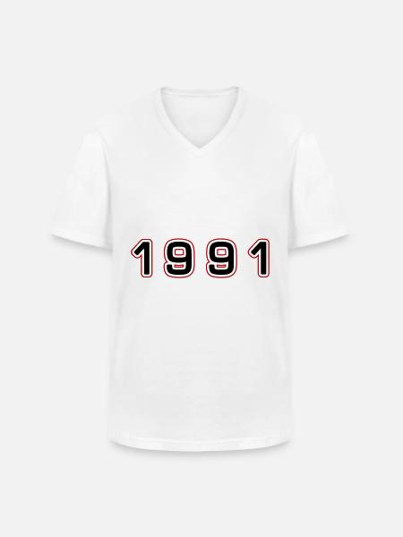 1991 Year Number - Men's V-Neck T-Shirt - white