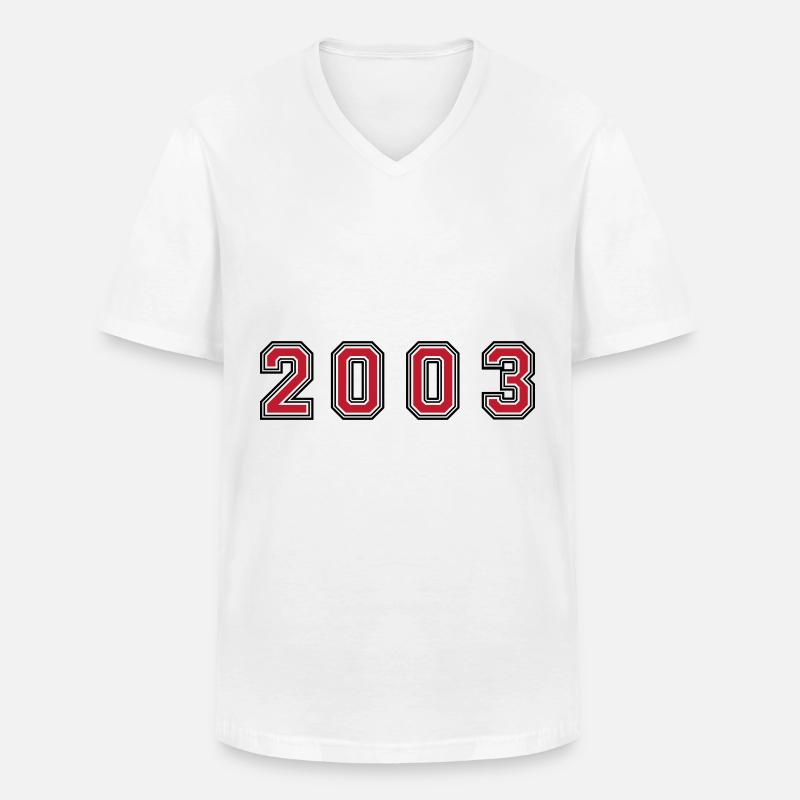 Numéro de l’année 2003 - T-shirt col V Homme - blanc