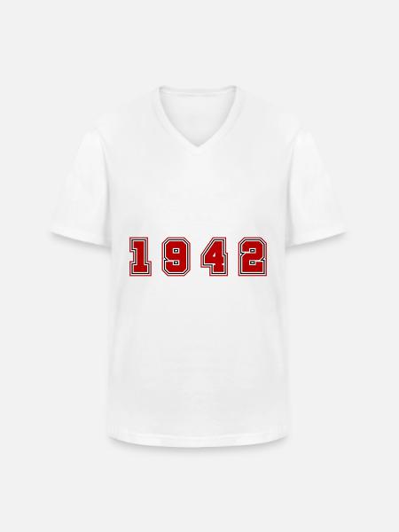 1942 Jahr Zahl - Männer-T-Shirt mit V-Ausschnitt - Weiß