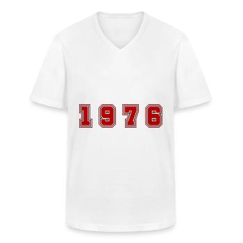 1976 Year Number - Men's V-Neck T-Shirt - white - Front - AI Model Male 185 light (185cm)
