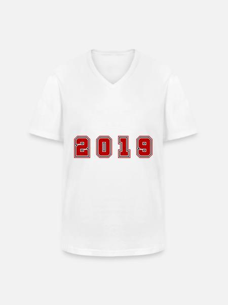 2019 Year Number - Men's V-Neck T-Shirt - white
