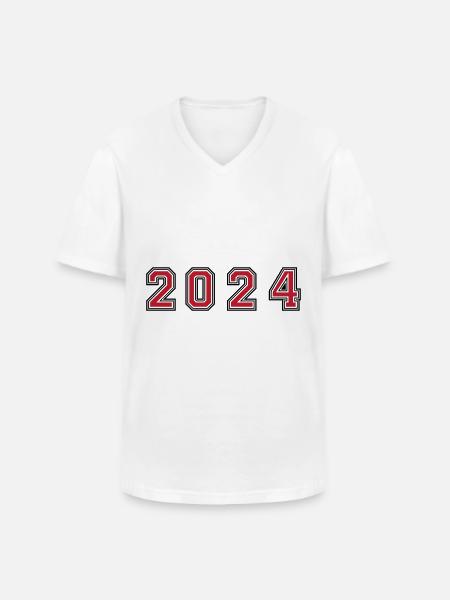2024 year number - Men's V-Neck T-Shirt - white