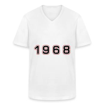 1968 Jahr Zahl - Männer-T-Shirt mit V-Ausschnitt - Weiß - Vorne - AI Model Male 185 light (185cm)