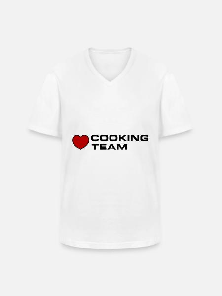 Cooking Team Herz - Männer-T-Shirt mit V-Ausschnitt - Weiß