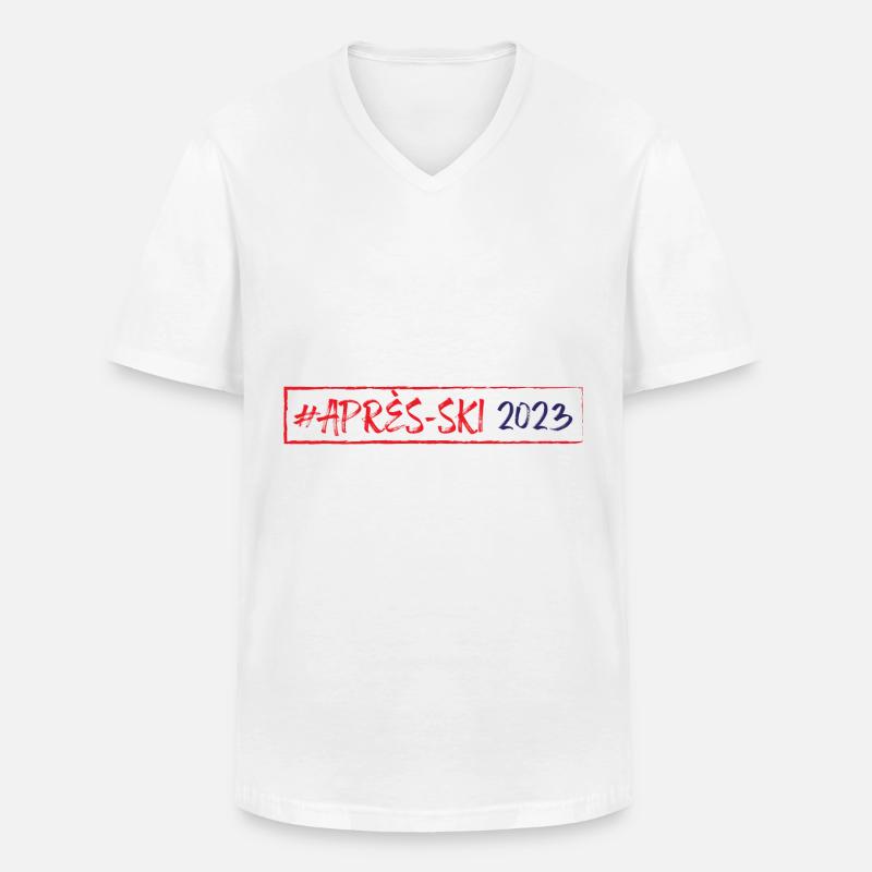 Apres Ski 2023 - Männer-T-Shirt mit V-Ausschnitt - Weiß