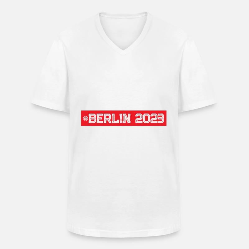 Berlin 2023 - Männer-T-Shirt mit V-Ausschnitt - Weiß
