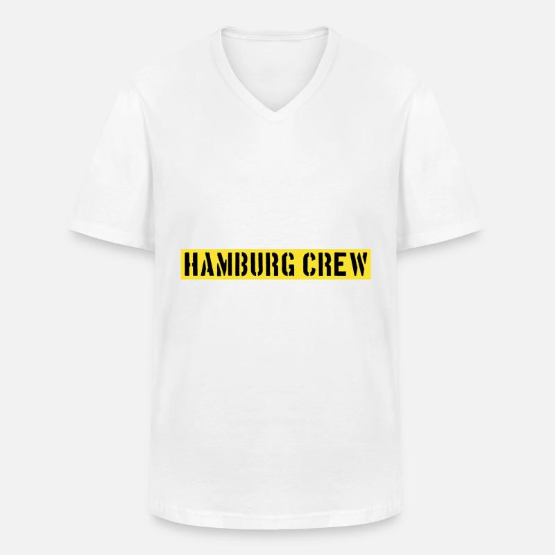 Hamburg Crew - Männer-T-Shirt mit V-Ausschnitt - Weiß