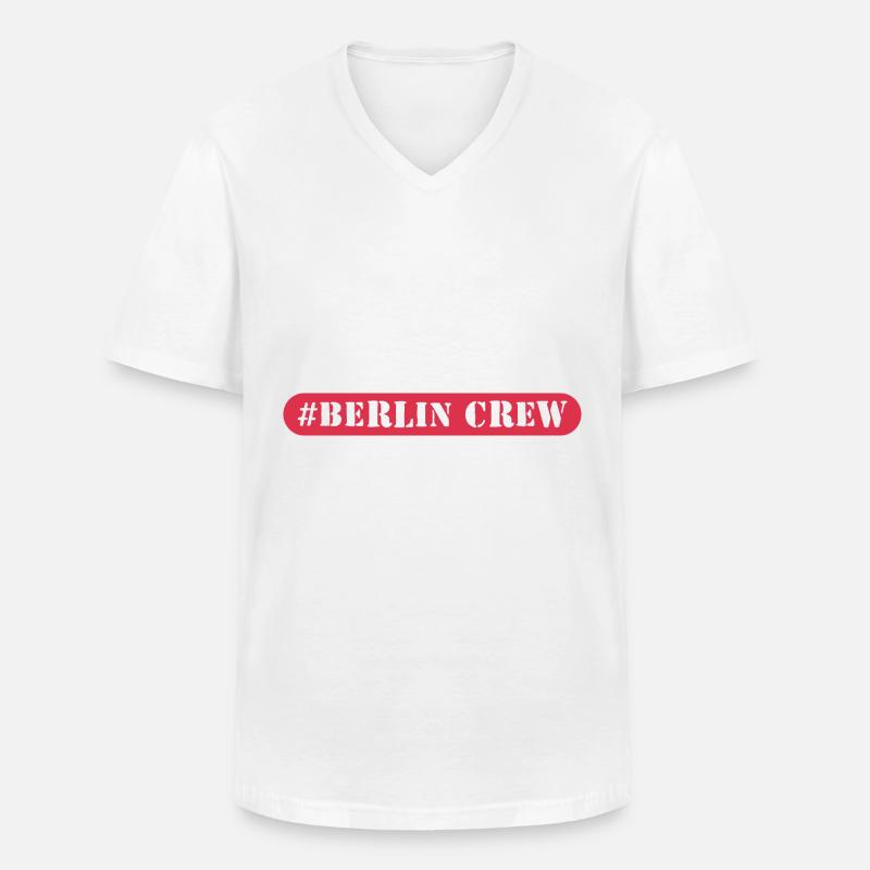 Berlin Crew - Männer-T-Shirt mit V-Ausschnitt - Weiß