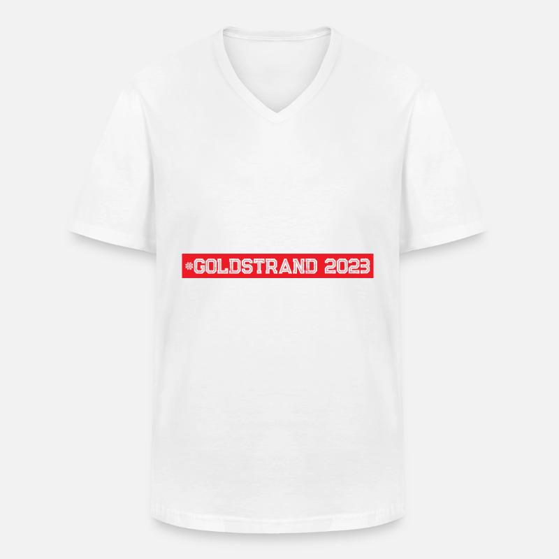 Goldstrand 2023 - Männer-T-Shirt mit V-Ausschnitt - Weiß