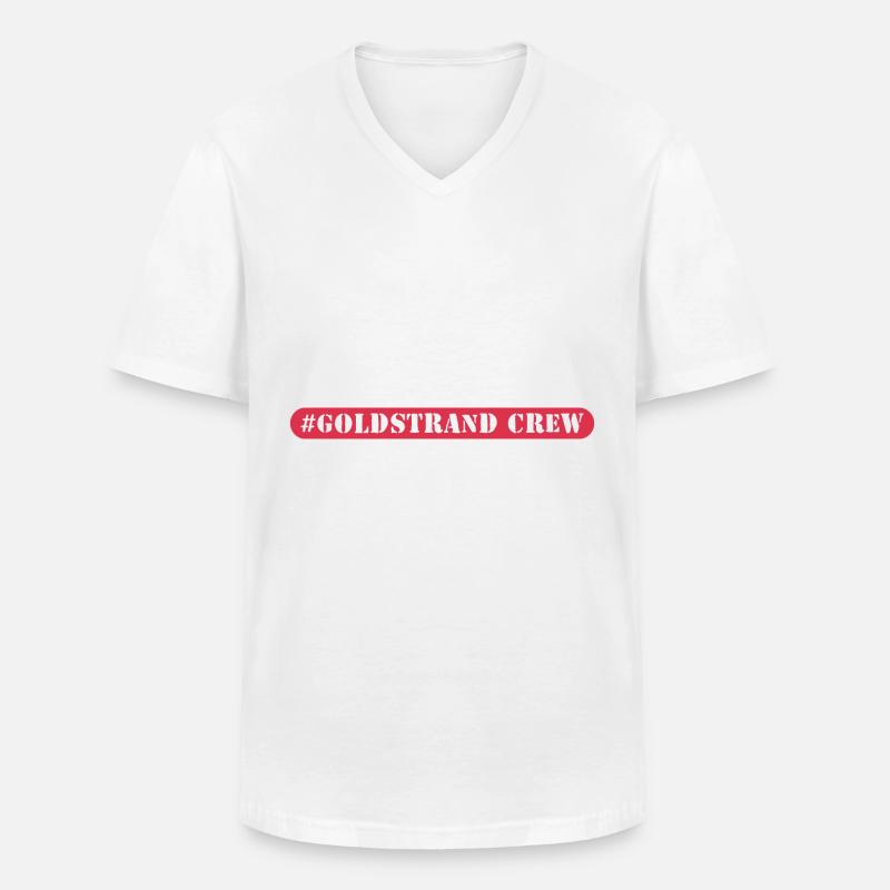 Goldstrand Crew - Männer-T-Shirt mit V-Ausschnitt - Weiß