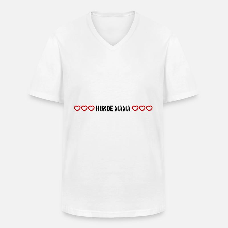Hunde Mama Herz - Männer-T-Shirt mit V-Ausschnitt - Weiß
