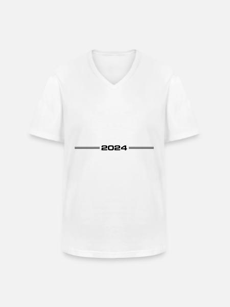 2024 year - Men's V-Neck T-Shirt - white