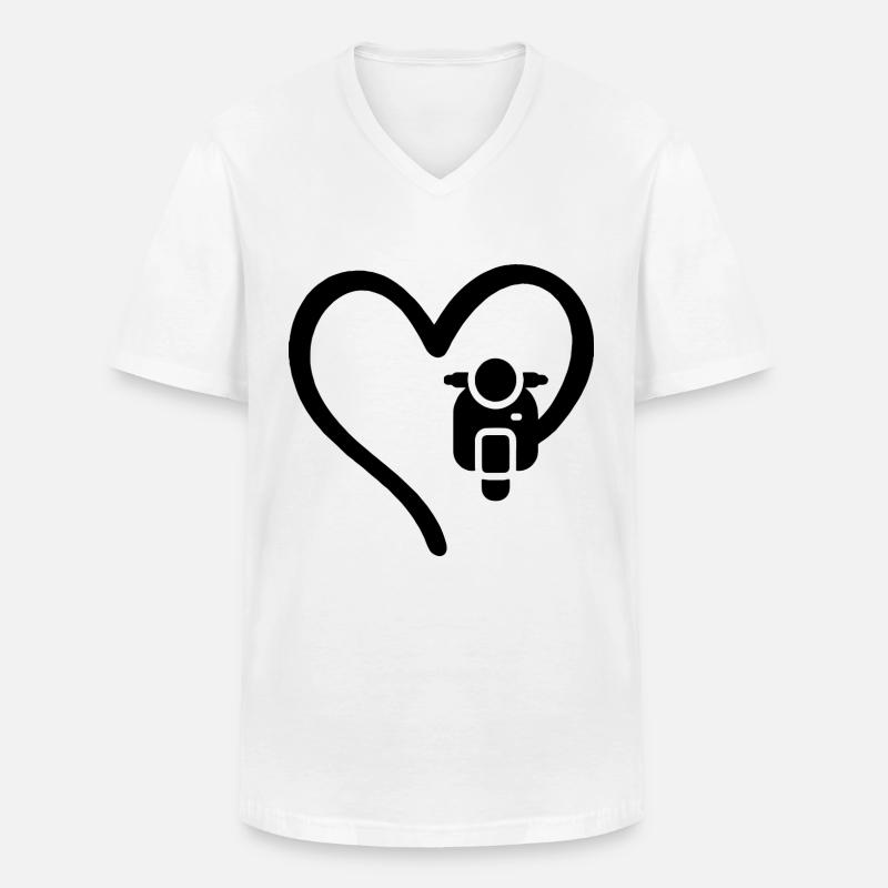 Motorroller Herz Scooter - Männer-T-Shirt mit V-Ausschnitt - Weiß