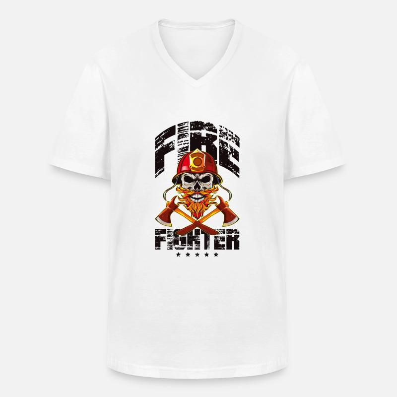 Pompier pompier squelette - T-shirt col V Homme - blanc