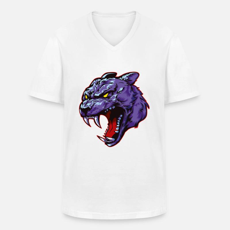 panther kopf beast tier - Männer-T-Shirt mit V-Ausschnitt - Weiß