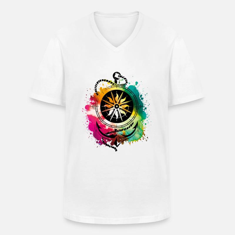 anker kompass seil bunt symbol - Männer-T-Shirt mit V-Ausschnitt - Weiß