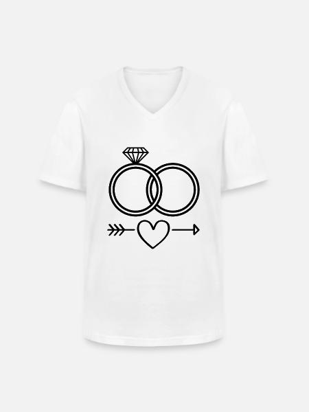 Bryllup ringe symbol ikon ringer bryllup - Klassisk herre T-shirt med V-udskæring - hvid