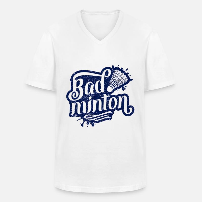 Badminton Sport - Männer-T-Shirt mit V-Ausschnitt - Weiß