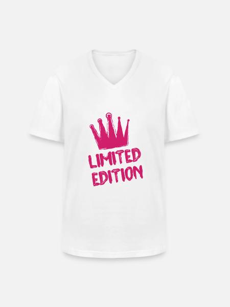 Limited Edition Krone Pink - Männer-T-Shirt mit V-Ausschnitt - Weiß