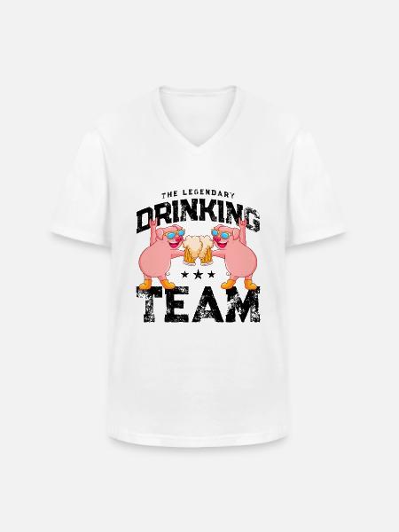 pig beer drinking team - Men's V-Neck T-Shirt - white