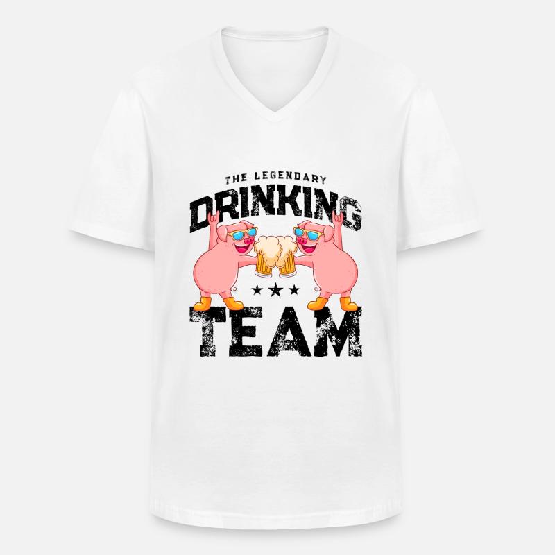 schwein bier drinking team - Männer-T-Shirt mit V-Ausschnitt - Weiß