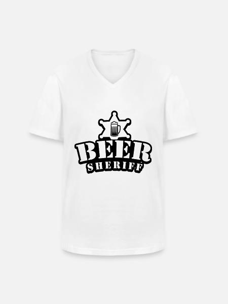 Bier Sheriff Polizei Saufen - Männer-T-Shirt mit V-Ausschnitt - Weiß