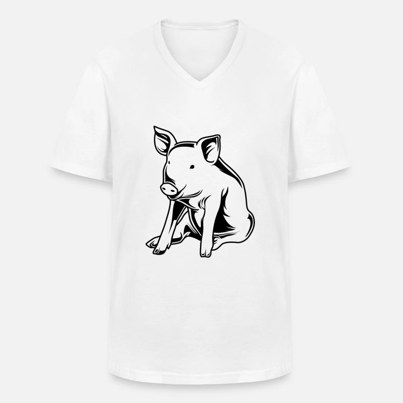 Schwein Sau Eber Silhouette - Männer-T-Shirt mit V-Ausschnitt - Weiß