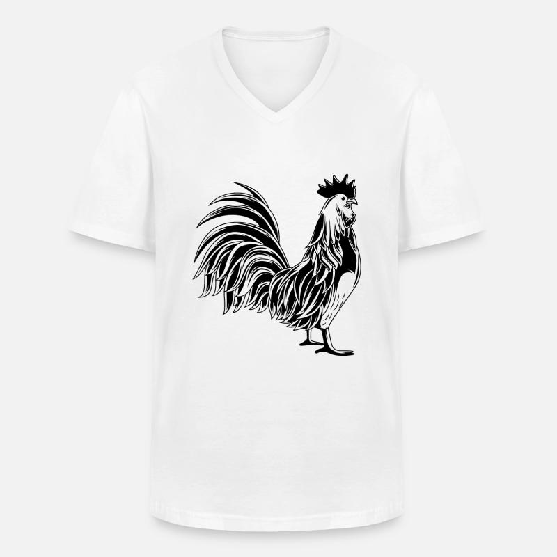 Hahn Gockel Tier - Männer-T-Shirt mit V-Ausschnitt - Weiß