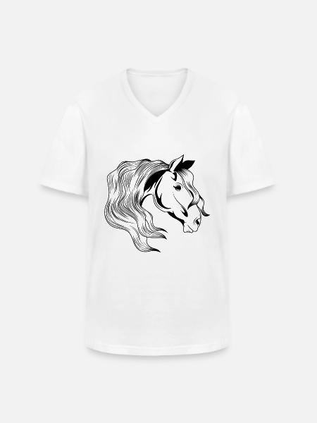 horse head riding - Men's V-Neck T-Shirt - white