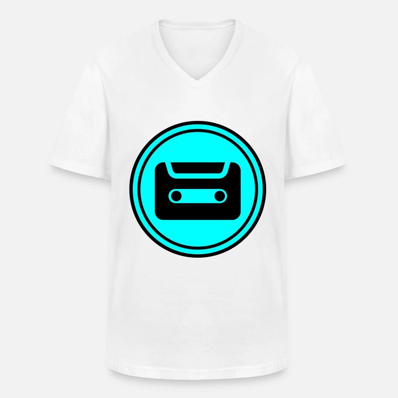 Kassette Symbol - Männer-T-Shirt mit V-Ausschnitt - Weiß