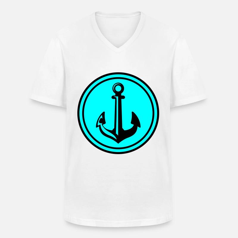 Anker Icon Symbol - Männer-T-Shirt mit V-Ausschnitt - Weiß