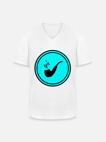 Smoking a pipe - Men's V-Neck T-Shirt - white