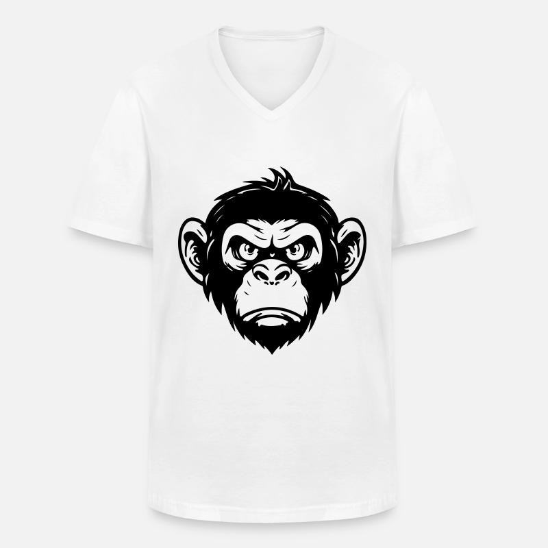 Affe Kopf - Männer-T-Shirt mit V-Ausschnitt - Weiß