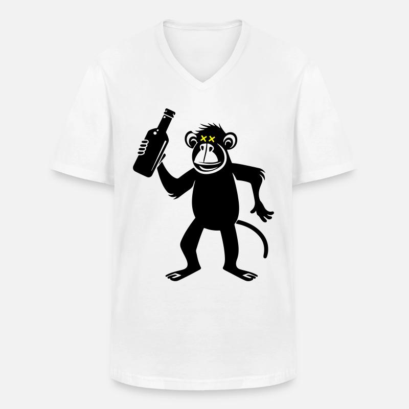 Affe Party Bier - Männer-T-Shirt mit V-Ausschnitt - Weiß