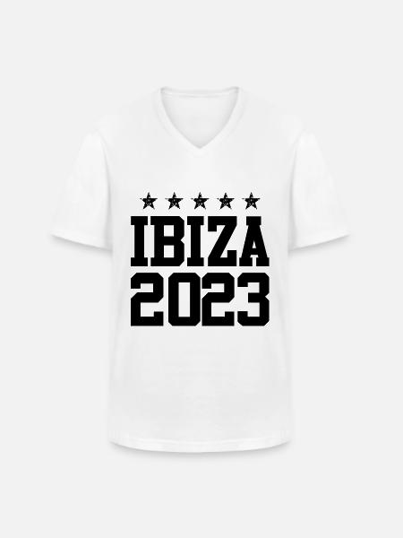Ibiza 2023 - Männer-T-Shirt mit V-Ausschnitt - Weiß