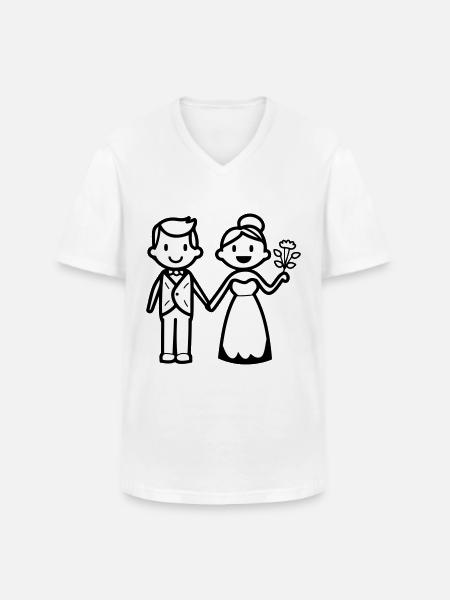 Wedding, Newlyweds, Couple - Men's V-Neck T-Shirt - white