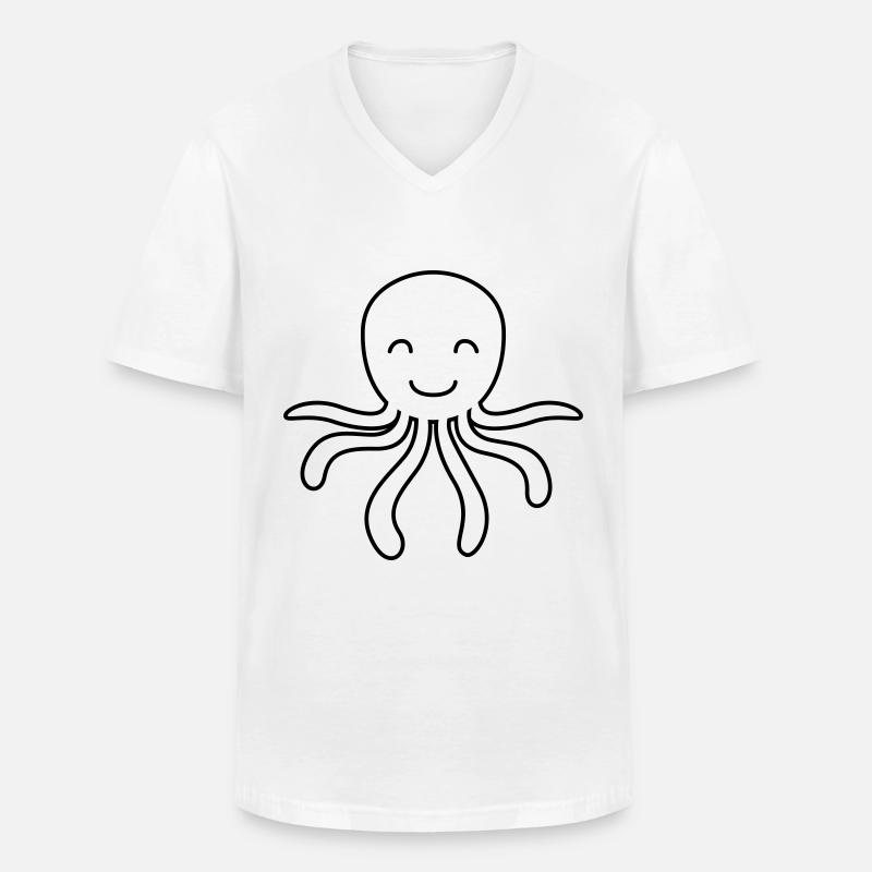 Krake Comic Tier - Männer-T-Shirt mit V-Ausschnitt - Weiß