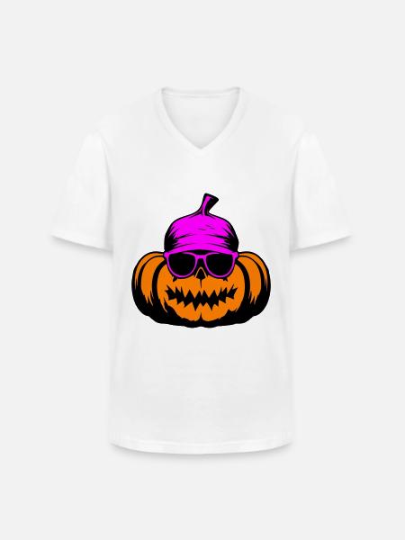 Pumpkin Halloween Cool - Men's V-Neck T-Shirt - white