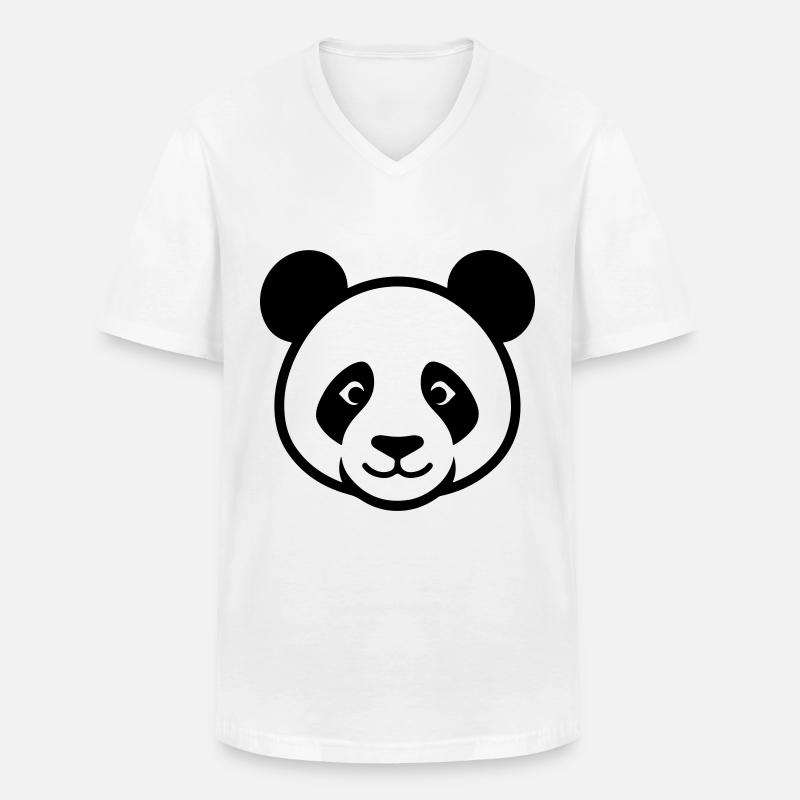 Panda Kopf - Männer-T-Shirt mit V-Ausschnitt - Weiß