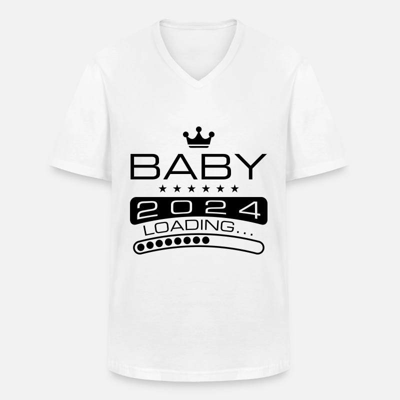 Baby 2024 Loading - Männer-T-Shirt mit V-Ausschnitt - Weiß