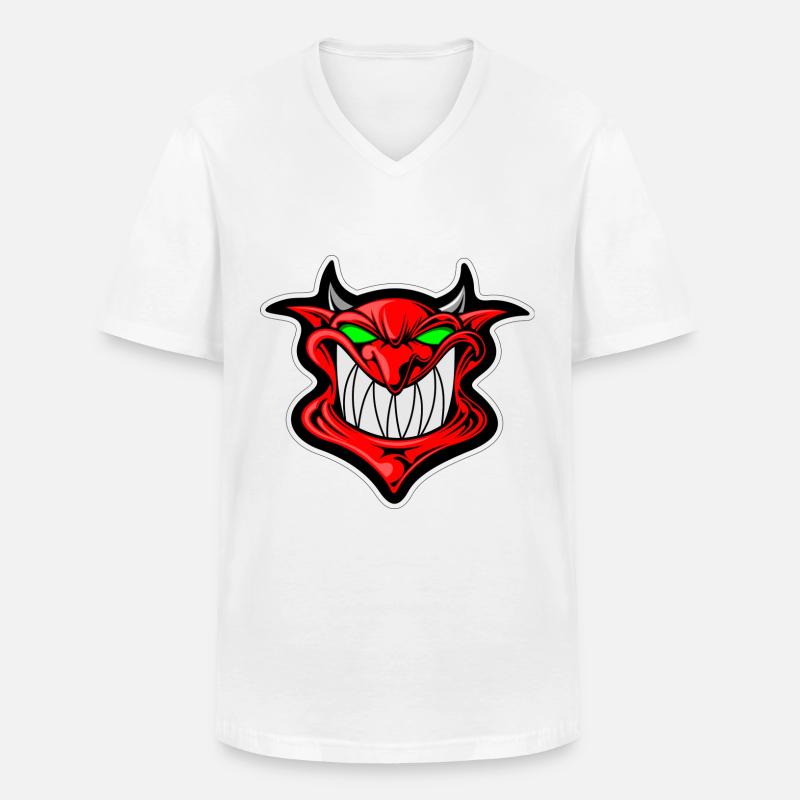 Grinning Devil - Männer-T-Shirt mit V-Ausschnitt - Weiß