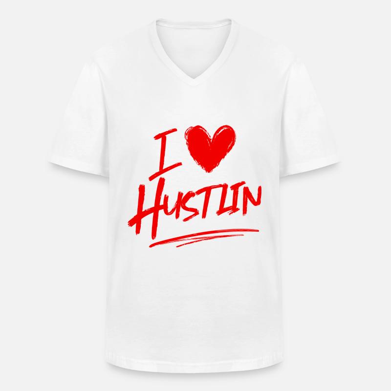 Ich liebe Hustlin - Männer-T-Shirt mit V-Ausschnitt - Weiß