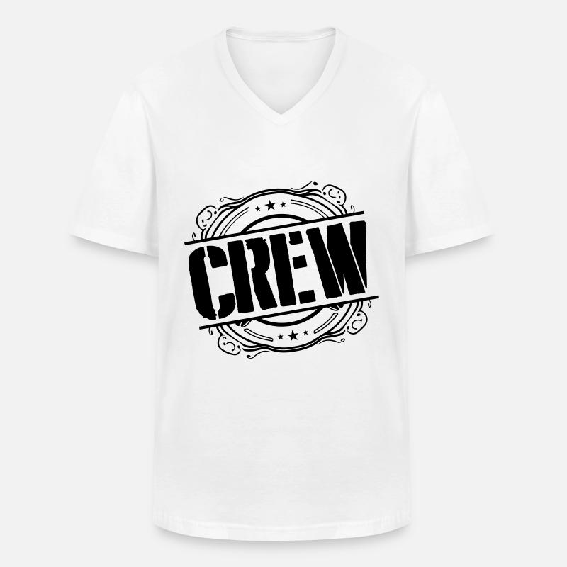 Crew Stempel - Männer-T-Shirt mit V-Ausschnitt - Weiß