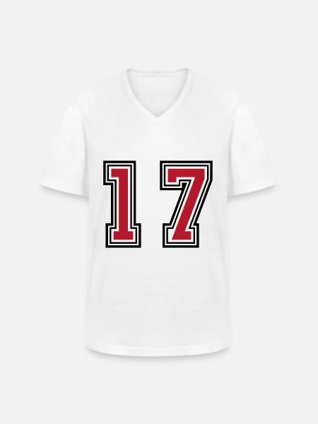 17 Symbole numérique - T-shirt col V Homme - blanc