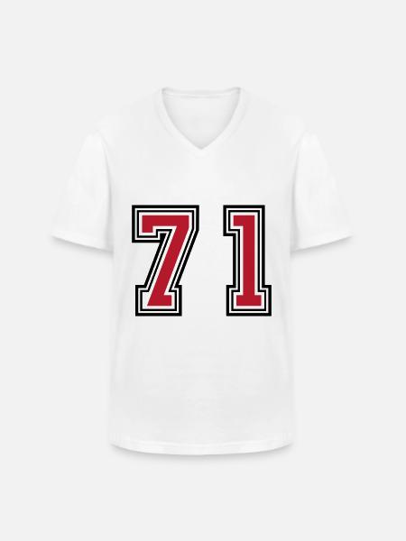 71 Symbole numérique - T-shirt col V Homme - blanc