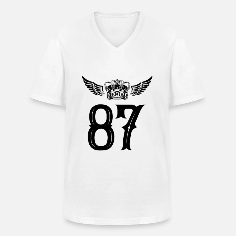 87 Zahl Krone - Männer-T-Shirt mit V-Ausschnitt - Weiß