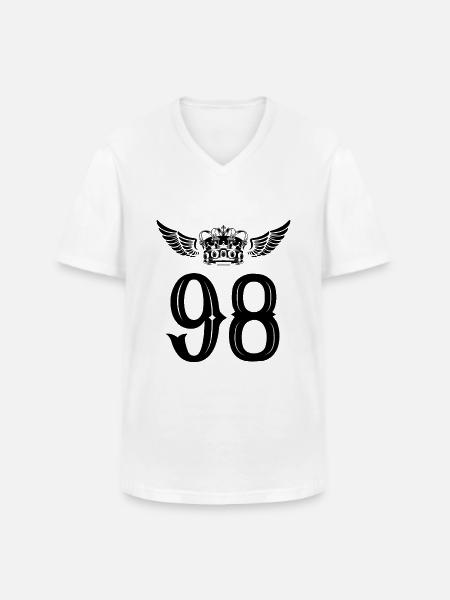 98 Couronne numérique - T-shirt col V Homme - blanc