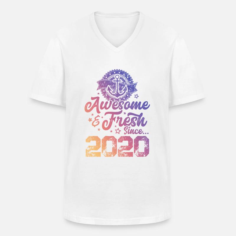 2020 awesome fresh - Männer-T-Shirt mit V-Ausschnitt - Weiß