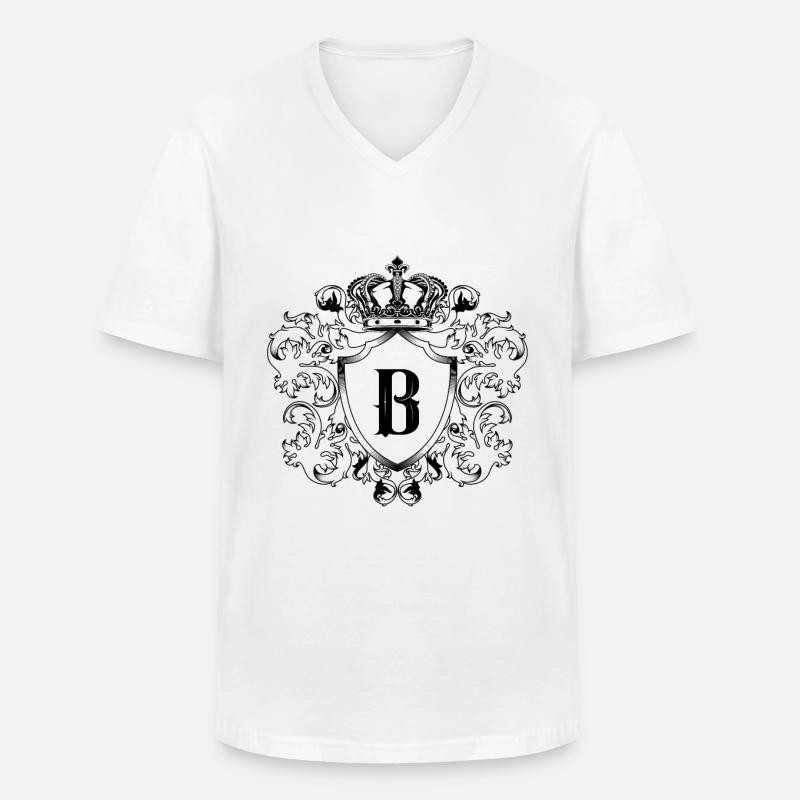 B Buchstabe Wappen - Männer-T-Shirt mit V-Ausschnitt - Weiß