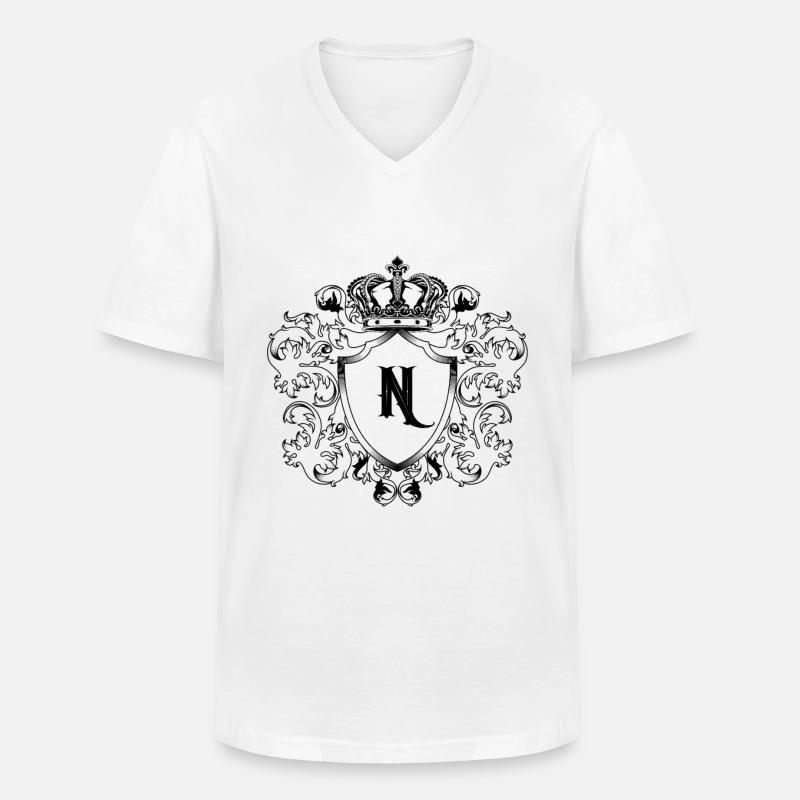 N Buchstabe Wappen - Männer-T-Shirt mit V-Ausschnitt - Weiß